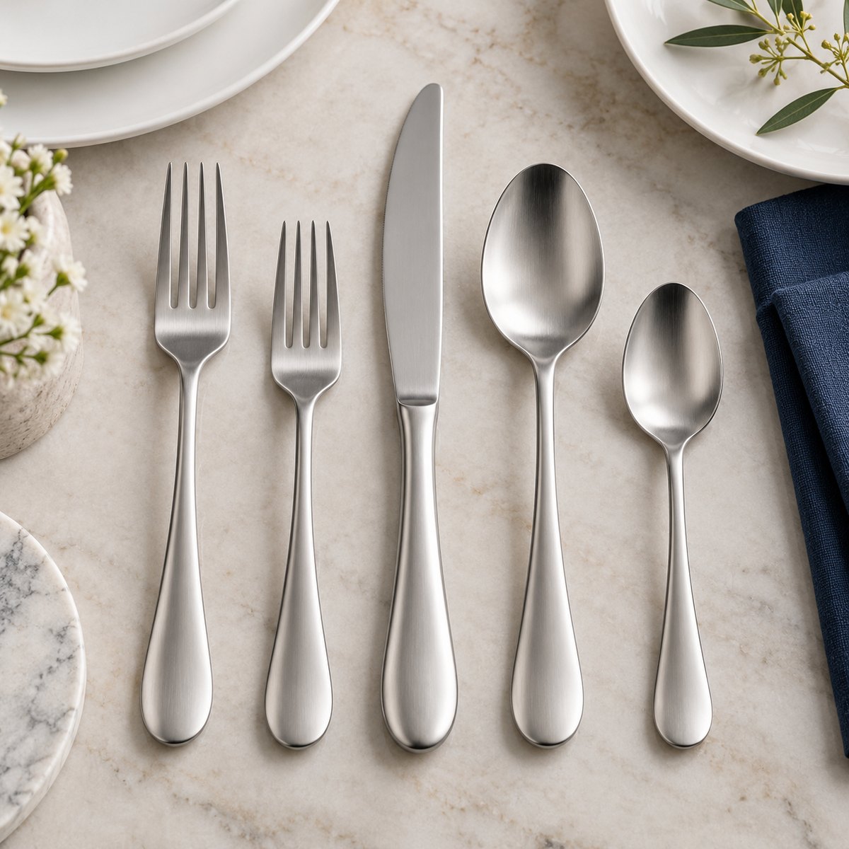 Tapered Teardrop 5-Piece Stainless Steel Flatware Set, TX-N056, original OEM ODM concept