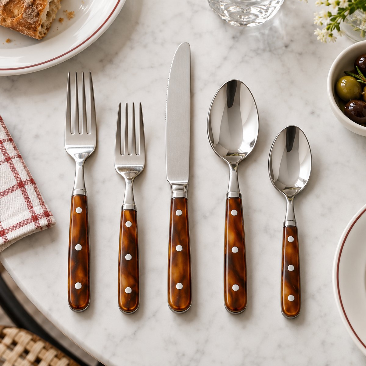 Amber Bistro 5-Piece Stainless Steel Flatware Set, TX-N079, original OEM ODM concept