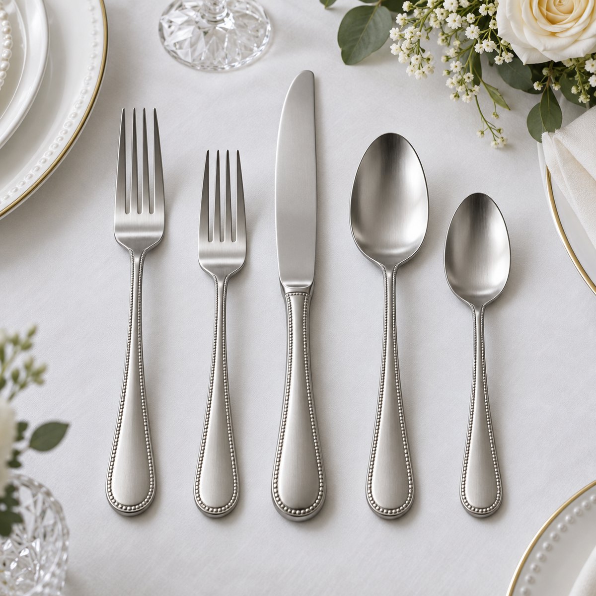 Pearl Edge 5-Piece Stainless Steel Flatware Set, TX-N081, original OEM ODM concept
