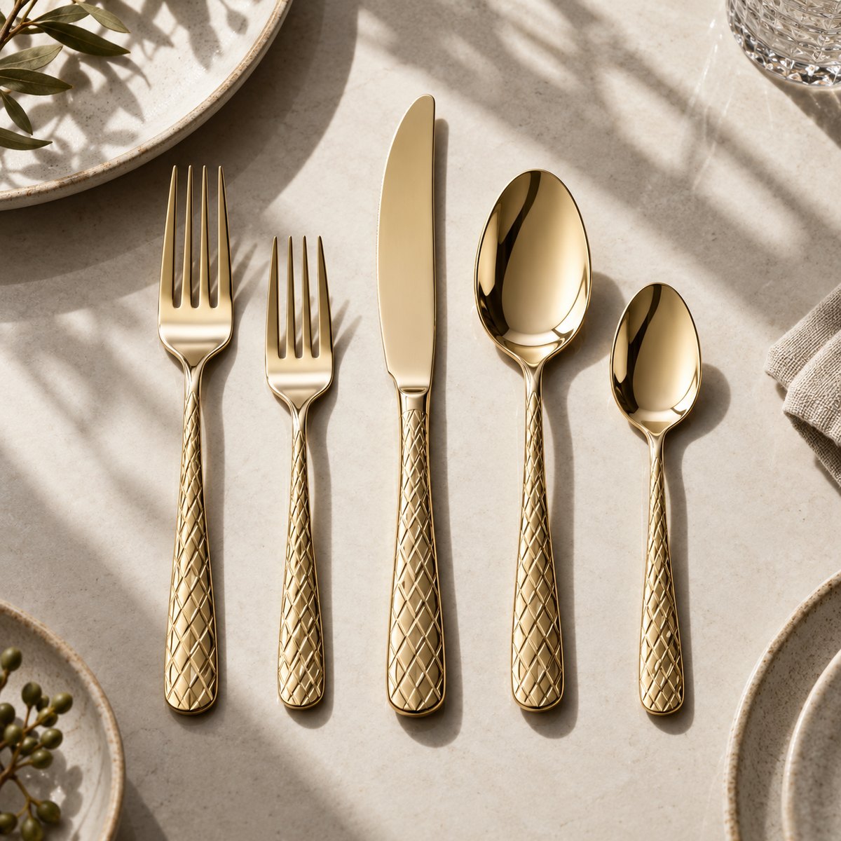 Diamond Lattice 5-Piece Stainless Steel Flatware Set, TX-N088, original OEM ODM concept