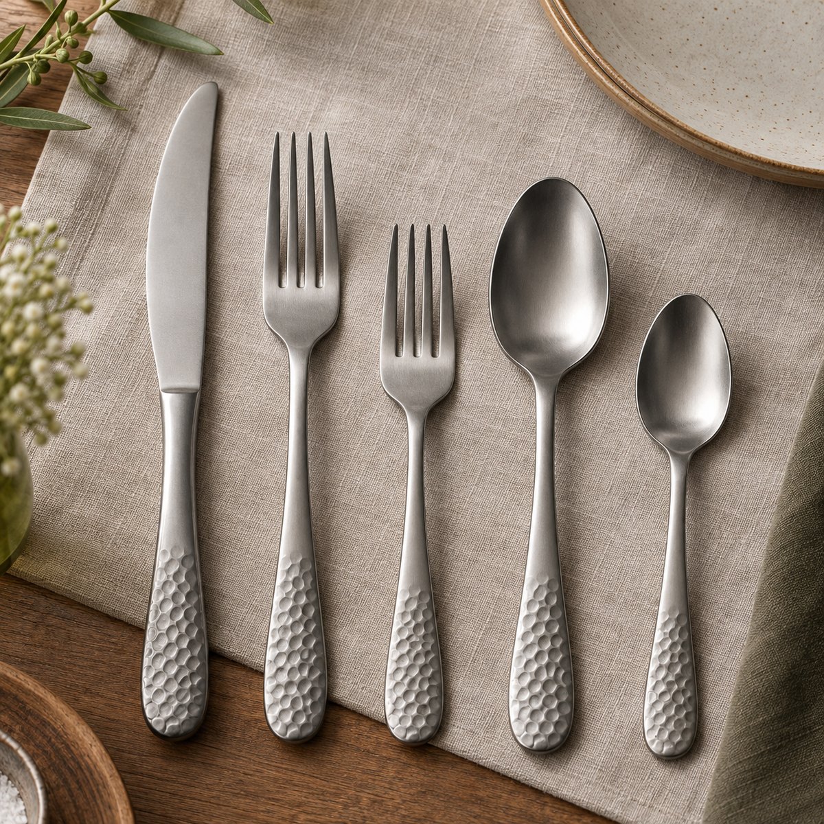 Pebble Grip 5-Piece Stainless Steel Flatware Set, TX-N093, original OEM ODM concept
