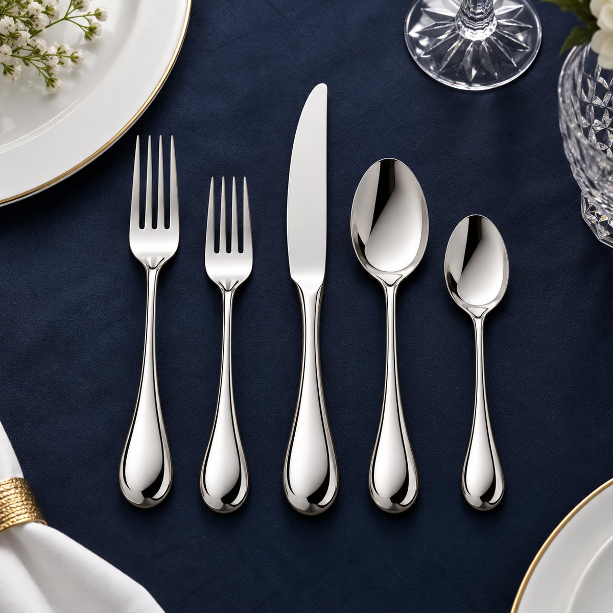 Mirror Droplet 5-Piece Stainless Steel Flatware Set, TX-N095, original OEM ODM concept