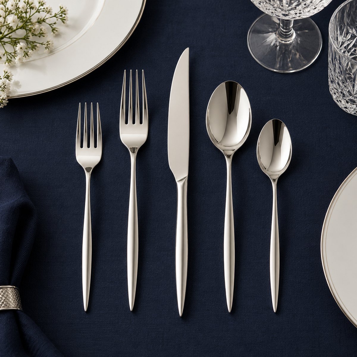 Knife Edge Slim 5-Piece Stainless Steel Flatware Set, TX-N096, original OEM ODM concept