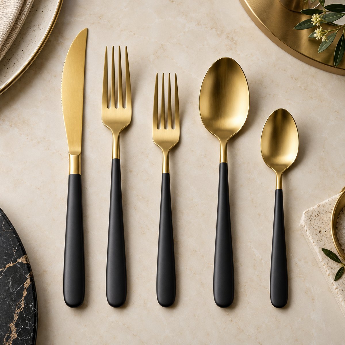 Black & Gold Luxury Restaurant Flatware Set, TX-N102, original OEM ODM concept